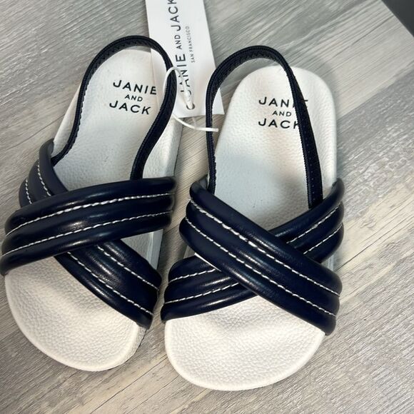 Janie and Jack 100048929 Navy Blue Cross Strap Pool Slide NWT - Picture 6 of 9